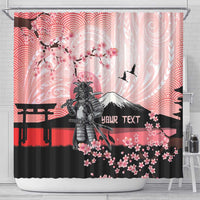 Personalised Japan Samurai Warrior Shower Curtain Japanese Cherry Blossom Polynesian Pattern - Wonder Print Shop