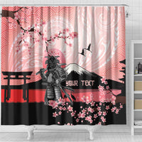 Personalised Japan Samurai Warrior Shower Curtain Japanese Cherry Blossom Polynesian Pattern - Wonder Print Shop