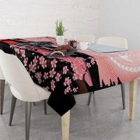 Personalised Japan Samurai Warrior Tablecloth Japanese Cherry Blossom Polynesian Pattern - Wonder Print Shop