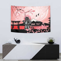 Personalised Japan Samurai Warrior Tapestry Japanese Cherry Blossom Polynesian Pattern - Wonder Print Shop