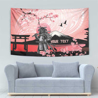 Personalised Japan Samurai Warrior Tapestry Japanese Cherry Blossom Polynesian Pattern - Wonder Print Shop
