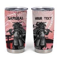 Personalised Japan Samurai Warrior Tumbler Cup Japanese Cherry Blossom Polynesian Pattern - Wonder Print Shop