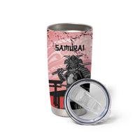 Personalised Japan Samurai Warrior Tumbler Cup Japanese Cherry Blossom Polynesian Pattern - Wonder Print Shop