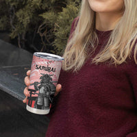 Personalised Japan Samurai Warrior Tumbler Cup Japanese Cherry Blossom Polynesian Pattern - Wonder Print Shop