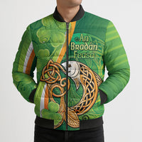 Salmon of Knowledge Ireland Bomber Puffer Jacket Celtic Mythology An Bradan Feasa