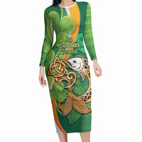 Salmon of Knowledge Ireland Long Sleeve Bodycon Dress Celtic Mythology An Bradan Feasa