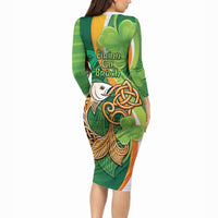 Salmon of Knowledge Ireland Long Sleeve Bodycon Dress Celtic Mythology An Bradan Feasa