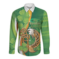 Salmon of Knowledge Ireland Long Sleeve Button Shirt Celtic Mythology An Bradan Feasa