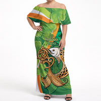 Salmon of Knowledge Ireland Off Shoulder Maxi Dress Celtic Mythology An Bradan Feasa