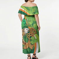 Salmon of Knowledge Ireland Off Shoulder Maxi Dress Celtic Mythology An Bradan Feasa