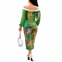 Salmon of Knowledge Ireland Off The Shoulder Long Sleeve Dress Celtic Mythology An Bradan Feasa