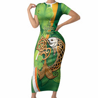 Salmon of Knowledge Ireland Short Sleeve Bodycon Dress Celtic Mythology An Bradan Feasa