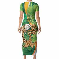Salmon of Knowledge Ireland Short Sleeve Bodycon Dress Celtic Mythology An Bradan Feasa