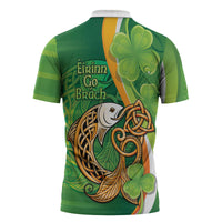 Salmon of Knowledge Ireland Zipper Polo Shirt Celtic Mythology An Bradan Feasa