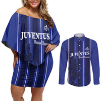 Solo Haiti Football Custom Couples Matching Off Shoulder Short Dress and Long Sleeve Button Shirt Bonne Chance Les Cayes - Wonder Print Shop