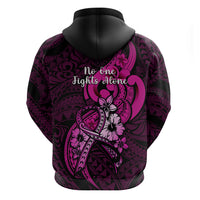 Polynesia Breast Cancer Awareness Hoodie Think Pink Polynesian Ribbon Black Version - Wonder Print Shop