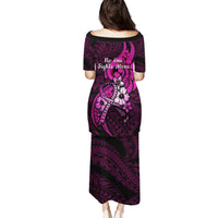 Polynesia Breast Cancer Awareness Puletasi Think Pink Polynesian Ribbon Black Version - Wonder Print Shop