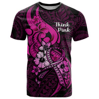 Polynesia Breast Cancer Awareness T Shirt Think Pink Polynesian Ribbon Black Version - Wonder Print Shop