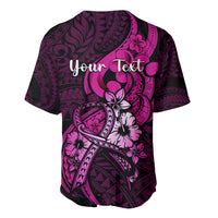 Personalised Polynesia Breast Cancer Awareness Baseball Jersey Think Pink Polynesian Ribbon Black Version - Wonder Print Shop