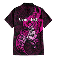 Personalised Polynesia Breast Cancer Awareness Family Matching Mermaid Dress and Hawaiian Shirt Think Pink Polynesian Ribbon Black Version - Wonder Print Shop