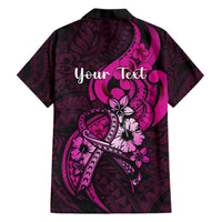 Personalised Polynesia Breast Cancer Awareness Hawaiian Shirt Think Pink Polynesian Ribbon Black Version - Wonder Print Shop