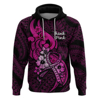 Personalised Polynesia Breast Cancer Awareness Hoodie Think Pink Polynesian Ribbon Black Version - Wonder Print Shop