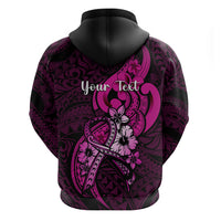 Personalised Polynesia Breast Cancer Awareness Hoodie Think Pink Polynesian Ribbon Black Version - Wonder Print Shop