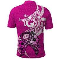 Polynesia Breast Cancer Awareness Polo Shirt Think Pink Polynesian Ribbon White Version - Wonder Print Shop