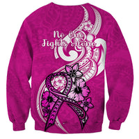 Polynesia Breast Cancer Awareness Sweatshirt Think Pink Polynesian Ribbon White Version - Wonder Print Shop