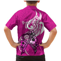 Personalised Polynesia Breast Cancer Awareness Family Matching Mermaid Dress and Hawaiian Shirt Think Pink Polynesian Ribbon White Version - Wonder Print Shop