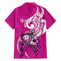 Personalised Polynesia Breast Cancer Awareness Family Matching Puletasi Dress and Hawaiian Shirt Think Pink Polynesian Ribbon White Version - Wonder Print Shop