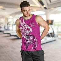 Personalised Polynesia Breast Cancer Awareness Men Tank Top Think Pink Polynesian Ribbon White Version - Wonder Print Shop
