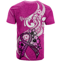 Personalised Polynesia Breast Cancer Awareness T Shirt Think Pink Polynesian Ribbon White Version - Wonder Print Shop