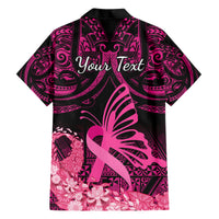 Presonalised Tonga Breast Cancer Awareness Family Matching Short Sleeve Bodycon Dress and Hawaiian Shirt Pink Ribbon Brave Strong Warrior Tongan Ngatu Pattern - Wonder Print Shop