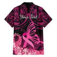 Presonalised Tonga Breast Cancer Awareness Hawaiian Shirt Pink Ribbon Brave Strong Warrior Tongan Ngatu Pattern - Wonder Print Shop