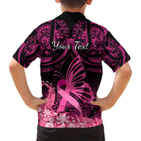 Presonalised Tonga Breast Cancer Awareness Hawaiian Shirt Pink Ribbon Brave Strong Warrior Tongan Ngatu Pattern - Wonder Print Shop