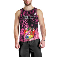Presonalised Tonga Breast Cancer Awareness Men Tank Top Pink Ribbon Brave Strong Warrior Tongan Ngatu Pattern - Wonder Print Shop