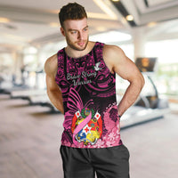 Presonalised Tonga Breast Cancer Awareness Men Tank Top Pink Ribbon Brave Strong Warrior Tongan Ngatu Pattern - Wonder Print Shop