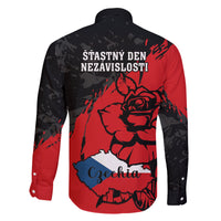 Czech Republic Independence Day Family Matching Off Shoulder Long Sleeve Dress and Hawaiian Shirt Coat Of Arms With Czechia Rosa - Wonder Print Shop