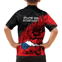 Czech Republic Independence Day Family Matching Off Shoulder Short Dress and Hawaiian Shirt Coat Of Arms With Czechia Rosa - Wonder Print Shop