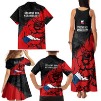 Czech Republic Independence Day Family Matching Tank Maxi Dress and Hawaiian Shirt Coat Of Arms With Czechia Rosa - Wonder Print Shop