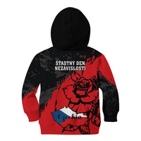 Czech Republic Independence Day Kid Hoodie Coat Of Arms With Czechia Rosa - Wonder Print Shop