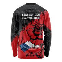 Czech Republic Independence Day Long Sleeve Shirt Coat Of Arms With Czechia Rosa - Wonder Print Shop