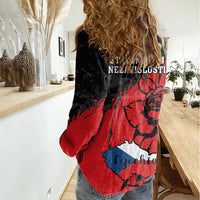 Czech Republic Independence Day Women Casual Shirt Coat Of Arms With Czechia Rosa - Wonder Print Shop