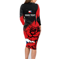 Presonalised Czech Republic Independence Day Family Matching Long Sleeve Bodycon Dress and Hawaiian Shirt Coat Of Arms With Czechia Rosa - Wonder Print Shop