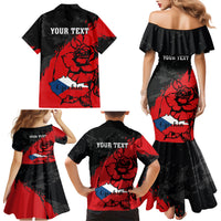 Presonalised Czech Republic Independence Day Family Matching Mermaid Dress and Hawaiian Shirt Coat Of Arms With Czechia Rosa - Wonder Print Shop
