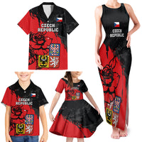 Presonalised Czech Republic Independence Day Family Matching Tank Maxi Dress and Hawaiian Shirt Coat Of Arms With Czechia Rosa - Wonder Print Shop