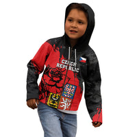 Presonalised Czech Republic Independence Day Kid Hoodie Coat Of Arms With Czechia Rosa - Wonder Print Shop