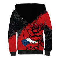 Presonalised Czech Republic Independence Day Sherpa Hoodie Coat Of Arms With Czechia Rosa - Wonder Print Shop