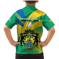 Gabon Family Matching Mermaid Dress and Hawaiian Shirt Coat Of Arms With Flag Gradient Style - Wonder Print Shop